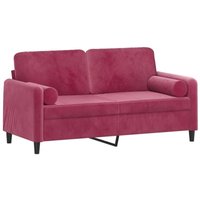 2-Sitzer-Sofa mit Zierkissen Weinrot 140 cm Samt vidaXL380536 von BONNEVIE