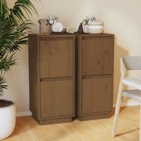 2 Stk.Sideboards Kommoden für das Wohnzimmer - Schränke Anrichten Honigbraun 31,5x34x75 cm Massivholz Kiefer -FV50392 von BONNEVIE