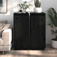 2 Stk.Sideboards Kommoden für das Wohnzimmer - Schränke Anrichten Schwarz 31,5x34x75 cm Massivholz Kiefer -FV56590 von BONNEVIE