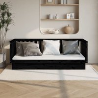 2-in-1-Tagesbett zum Ausruhen,Bequemes Gästebett, Sofabett Schwarz 80x200 cm Massivholz Kiefer -BVE54872 von BONNEVIE