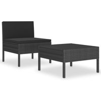 Bonnevie - 2-tlg. Garten-Lounge-Set,Gartenmöbel-Set mit Auflagen Poly Rattan Schwarz vidaXL von BONNEVIE