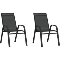 2er Set Gartenstühle Stapelbare Gartensessel - Balkonstühle Schwarz Textilene BV553220 Bonnevie von BONNEVIE