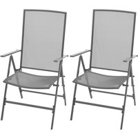 2er Set Gartenstühle Stapelbare Gartensessel - Balkonstühle Stahl Grau BV128180 Bonnevie von BONNEVIE