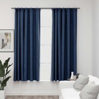 Bonnevie - 2er-Set Verdunkelungsvorhänge,Verdunkelung Gardinen,Thermovorhänge Haken Leinenoptik Blau 140x175 cm CCA896769 von BONNEVIE
