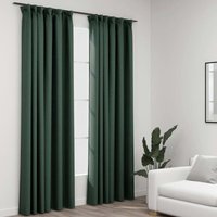 2er-Set Verdunkelungsvorhänge，Verdunkelung Gardinen，Thermovorhänge Haken Leinenoptik Grün 140x245 cm CCA791199 von BONNEVIE