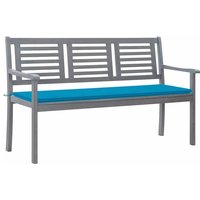 3-Sitzer-Gartenbank Doppelsitzbank mit Auflage 150 cm Grau Eukalyptusholz vidaXL von BONNEVIE