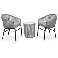 3-tlg. Bistro-Set mit Kissen PE-Rattan Grau - Vidaxl 3-tlg. Bistro-Set mit Kissen PE-Rattan Grau - Vidaxl von VIDAXL