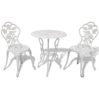 3-tlg. Gartenmöbel Set Bistro-Set - Esstisch mit 2 Stühlen Aluminiumguss Weiß BV728164 Bonnevie von BONNEVIE