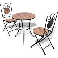 3-tlg. Gartenmöbel Set Bistro-Set - Esstisch mit 2 Stühlen Keramik Terrakotta BV809219 Bonnevie von BONNEVIE