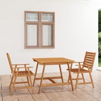 3-tlg. Gartenmöbel Set Sitzgruppe Garten mit Tisch und Stühlen - Massivholz Akazie BV664736 Bonnevie von BONNEVIE