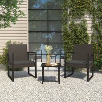 Bonnevie - 3-tlg. Sitzgruppe Gartenmöbel Set - Balkonmöbel Set mit Kissen Schwarz Poly Rattan BV826864 von BONNEVIE