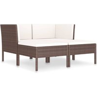 Vidaxl - 4-tlg. Garten-Lounge-Set mit Auflagen Poly Rattan Braun Braun von BONNEVIE