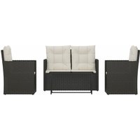 4-tlg. Garten-Lounge-Set,Gartenmöbel-Set mit Kissen Poly Rattan Schwarz vidaXL von BONNEVIE