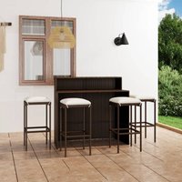 5-tlg. Gartenbar-Set Bartisch Set Gartenmöbel - Bistrotisch mit 4 Stühlen mit Kissen Braun BV349481 Bonnevie von BONNEVIE