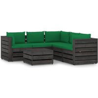 6-tlg. Garten-Lounge-Set,Gartenmöbel-Set mit Kissen Grau Imprägniertes Holz vidaXL von BONNEVIE