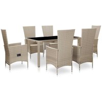 7-tlg. Garten-Essgruppe mit Auflagen Poly Rattan Beige vidaXL 7-tlg. Garten-Essgruppe mit Auflagen Poly Rattan Beige vidaXL von VIDAXL
