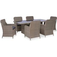 Vidaxl - 7-tlg. Garten-Essgruppe Poly Rattan Braun Braun von BONNEVIE