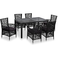 Vidaxl - 7-tlg. Garten-Essgruppe Poly Rattan Schwarz Schwarz von BONNEVIE