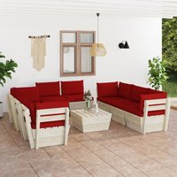 9-tlg. Garten-Sofagarnitur aus Paletten,Gartenmöbel-Set mit Kissen Fichtenholz vidaXL von BONNEVIE