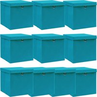 Bonnevie - Aufbewahrungsboxen mit Deckeln 10Stk. Babyblau 32x32x32cm Stoff vidaXL89617 von BONNEVIE