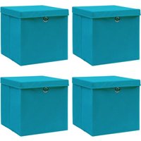 Bonnevie - Aufbewahrungsboxen mit Deckeln 4 Stk. Babyblau 32x32x32cm Stoff vidaXL65265 von BONNEVIE