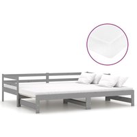 Ausziehbares Tagesbett,Gästebett 2x(90x200) cm Grau Massivholz Kiefer vidaXL von BONNEVIE
