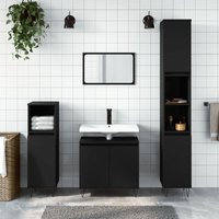 Badezimmerschrank,Badschrank Schwarz 58x33x60 cm Holzwerkstoff -BNC36999 - Schwarz von BONNEVIE