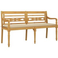 Batavia-Bank mit Beigem Kissen 150 cm Massivholz Teak vidaXL830306 von BONNEVIE