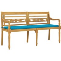 Batavia-Bank mit Blauem Kissen 150 cm Massivholz Teak vidaXL993385 von BONNEVIE