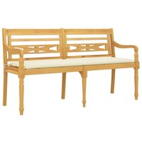 Batavia-Bank mit Creme Kissen 150 cm Massivholz Teak vidaXL335437 von BONNEVIE