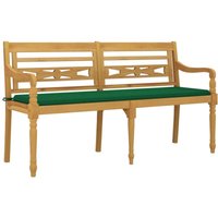 Batavia-Bank mit Grünem Kissen 150 cm Massivholz Teak vidaXL205108 von BONNEVIE