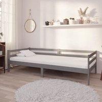 Bett Tagesbett mit Matratze - Jugendbett Bettgestell 90x200 cm Grau Kiefer Massivholz BV462897 Bonnevie von BONNEVIE