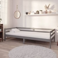 Bett Tagesbett mit Matratze - Jugendbett Bettgestell 90x200 cm Grau Kiefer Massivholz BV717755 Bonnevie von BONNEVIE