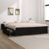 Bettgestell mit Schubladen für Erwachsene, Eleganter Bettrahmen,Bett Schwarz 140x190 cm -BVE67191 von BONNEVIE