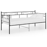 Bettrahmen Einzelbett,Schlafsofa Bettgestell Schwarz Metall 90x200 cm Bonnevie 99747 von BONNEVIE