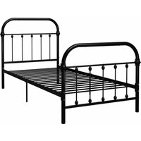 Bettrahmen für Einzelbett,Metallbett, Bettgestell Schwarz Metall 100 × 200 cm Bonnevie 65982 von BONNEVIE