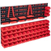 141-tlg. Werkzeugwand mit Sichtlagerkästen Rot und Schwarz vidaXL52927 von BONNEVIE