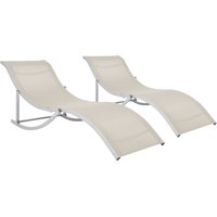 Bonnevie - 2 Stk. Klappbare Sonnenliegen,Liegestuhl,Relaxliege Cremeweiß Textilene NCEIN91635 von BONNEVIE