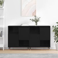 2 Stk.Sideboards Kommoden für das Wohnzimmer - Schränke Anrichten Schwarz Holzwerkstoff -FV66708 von BONNEVIE