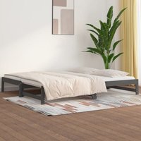 Bonnevie - 2-in-1-Tagesbett Ausziehbar für Gäste,Gästebett,Sofabett Grau 2x(90x200) cm Massivholz Kiefer -BVE87877 von BONNEVIE