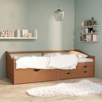 2-in-1-Tagesbett zum Ausruhen,Bequemes Gästebett, Sofabett 3-Sitzer Schubladen Honigbraun Kiefernholz 90x200 cm -BVE68445 von BONNEVIE