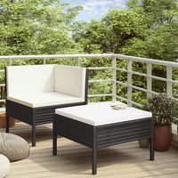 Bonnevie - 2-tlg. Sitzgruppe Gartenmöbel Set - Balkonmöbel Set mit Auflagen Poly Rattan Schwarz BV325174 von BONNEVIE