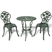 3-tlg. Gartenmöbel Set Bistro-Set - Esstisch mit 2 Stühlen Aluminiumguss Grün BV589112 Bonnevie von BONNEVIE