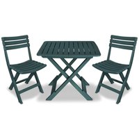 Bonnevie - 3-tlg. Gartenmöbel Set Bistro-Set - Esstisch mit 2 Stühlen Klappbar Kunststoff Grün BV127823 von BONNEVIE