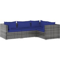 4-tlg. Garten-Lounge-Set,Gartenmöbel-Set mit Kissen Poly Rattan Grau vidaXL von BONNEVIE