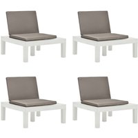 4er Set Gartenstühle Gartensessel - Balkonstühle mit Auflagen 4 Stk. Kunststoff Weiß BV236328 Bonnevie von BONNEVIE
