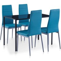 5-tlg. Essgruppe - Esstisch mit 4 Stühlen Blau BV445054 Bonnevie von BONNEVIE