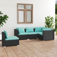 Bonnevie - 5-tlg. Sitzgruppe Gartenmöbel Set - Balkonmöbel Set mit Kissen Poly Rattan Schwarz BV539865 von BONNEVIE