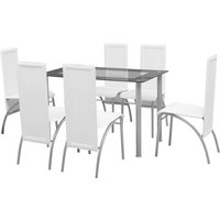 7-tlg. Essgruppe Sitzgruppe - Esstisch mit 6 Stühlen Weiß BV778016 Bonnevie von BONNEVIE