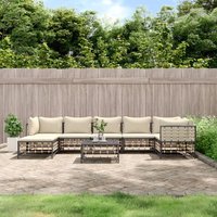 Bonnevie - 8-tlg. Garten-Lounge-Set, Gartenmöbel-Set, Terrassen-Sitzgruppe mit Kissen Anthrazit Poly Rattan ZDEH20720 von BONNEVIE